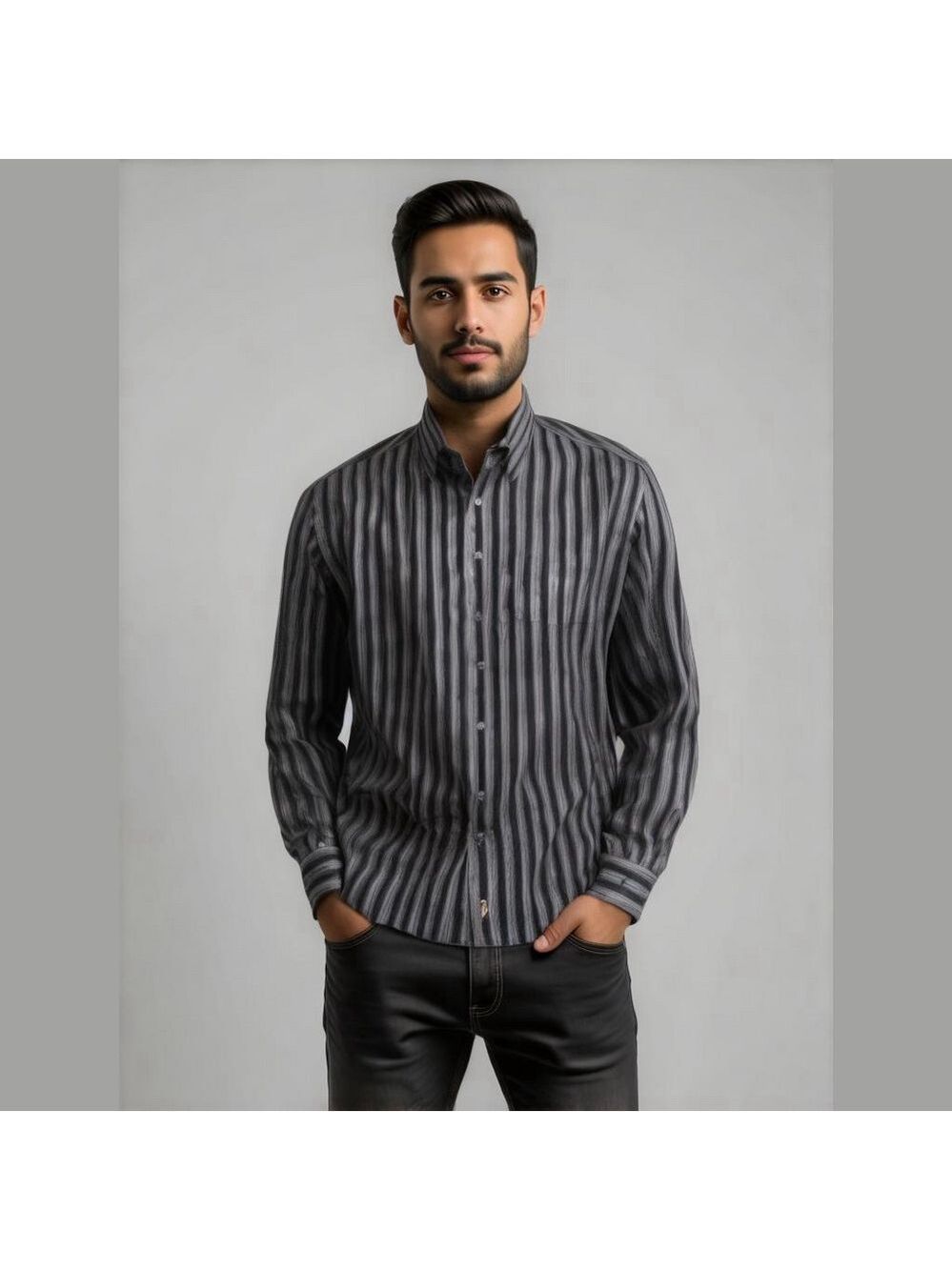 Sette Ponti Men's Black Purple Striped Long Sleeve Button Down Shirt Size L